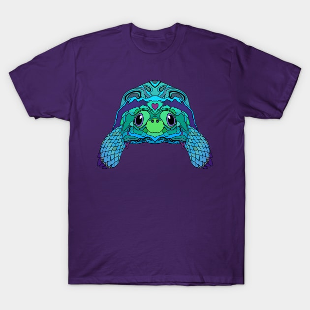 Happy Tortoise in Teal T-Shirt by Persnickety Dirigible